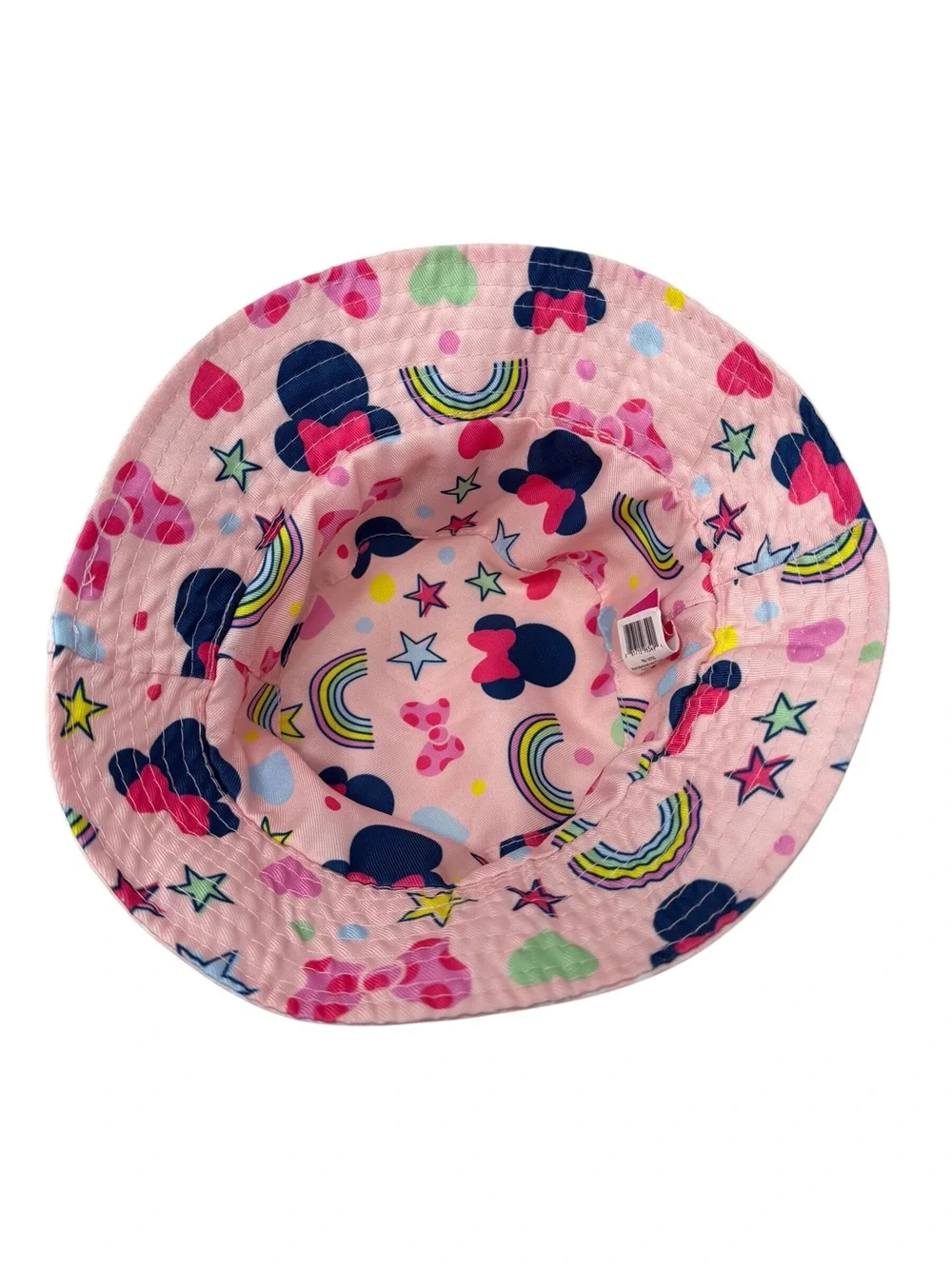 Disney Junior Minnie Mouse pink white polka dot embroidered Bucket Hat OSFM EUC